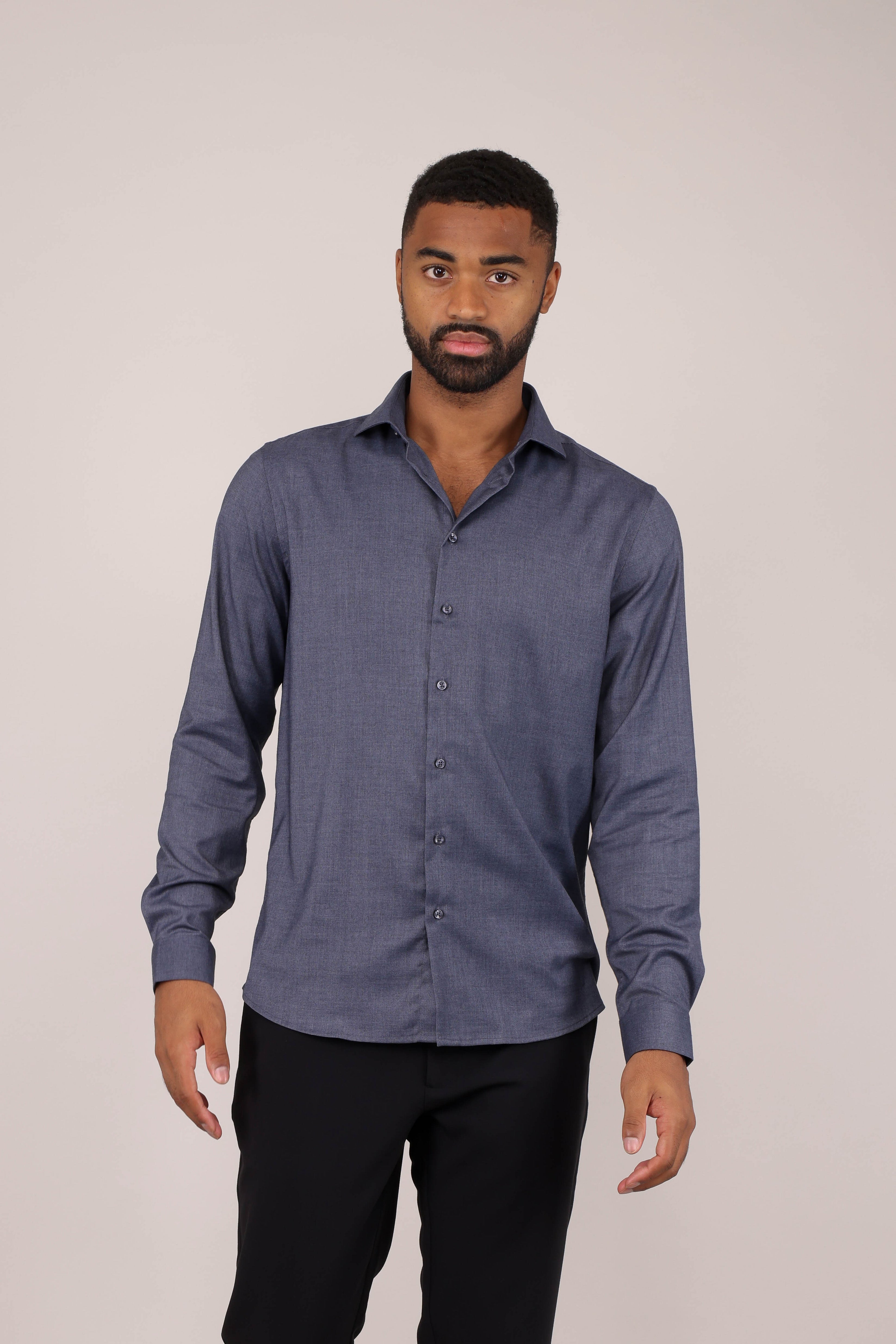 Urban Pioneers - Brimi LS Shirt DARK BLUE MELANGE